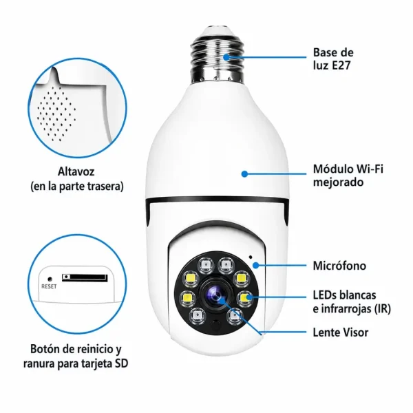 Cámara Bombillo para Celular con monitoreo remoto