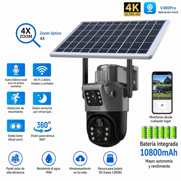 Cámara Solar para Exterior resistente al agua y al sol