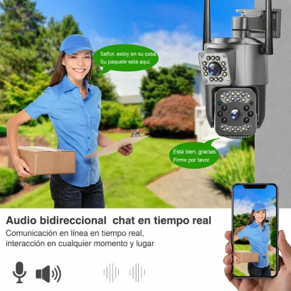 Cámara de Seguridad PTZ con audio bidireccional HD