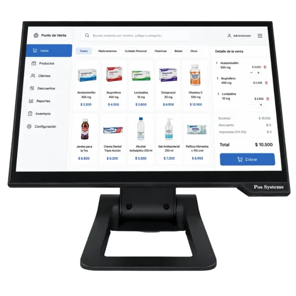 Equipo Táctil Todo en Uno Punto de Venta diseñado para facturación e inventario.