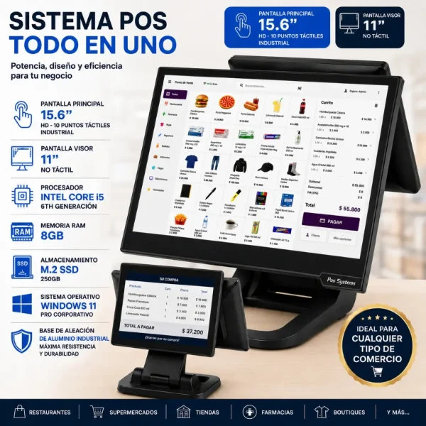 Equipo POS todo en uno profesional para punto de venta