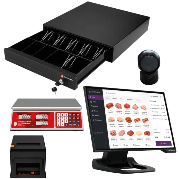 Punto de venta completo con balanza electrónica para control de productos por peso, con balanza certificada OIML Incluida