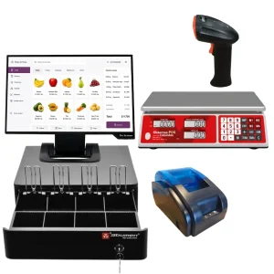 Sistema POS con balanza para punto de venta con pantalla táctil e impresora térmica de 58mm