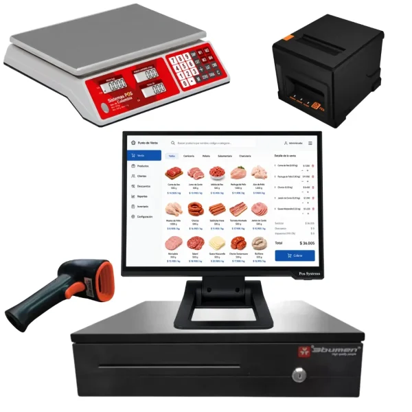 Sistema táctil completo para venta por peso en tiendas y autoservicios, con lector de códigos QR