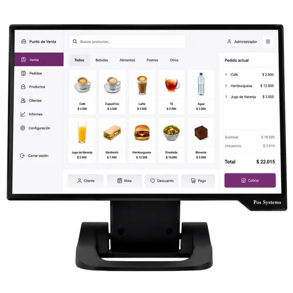 Terminal POS Touch Screen de Alto Rendimiento Equipo Para Punto de Venta Táctil ideal para tiendas, minimercados y comercios.