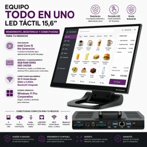 Todo en Uno Táctil para Punto de Venta con conectividad WiFi Dual Band y Bluetooth.